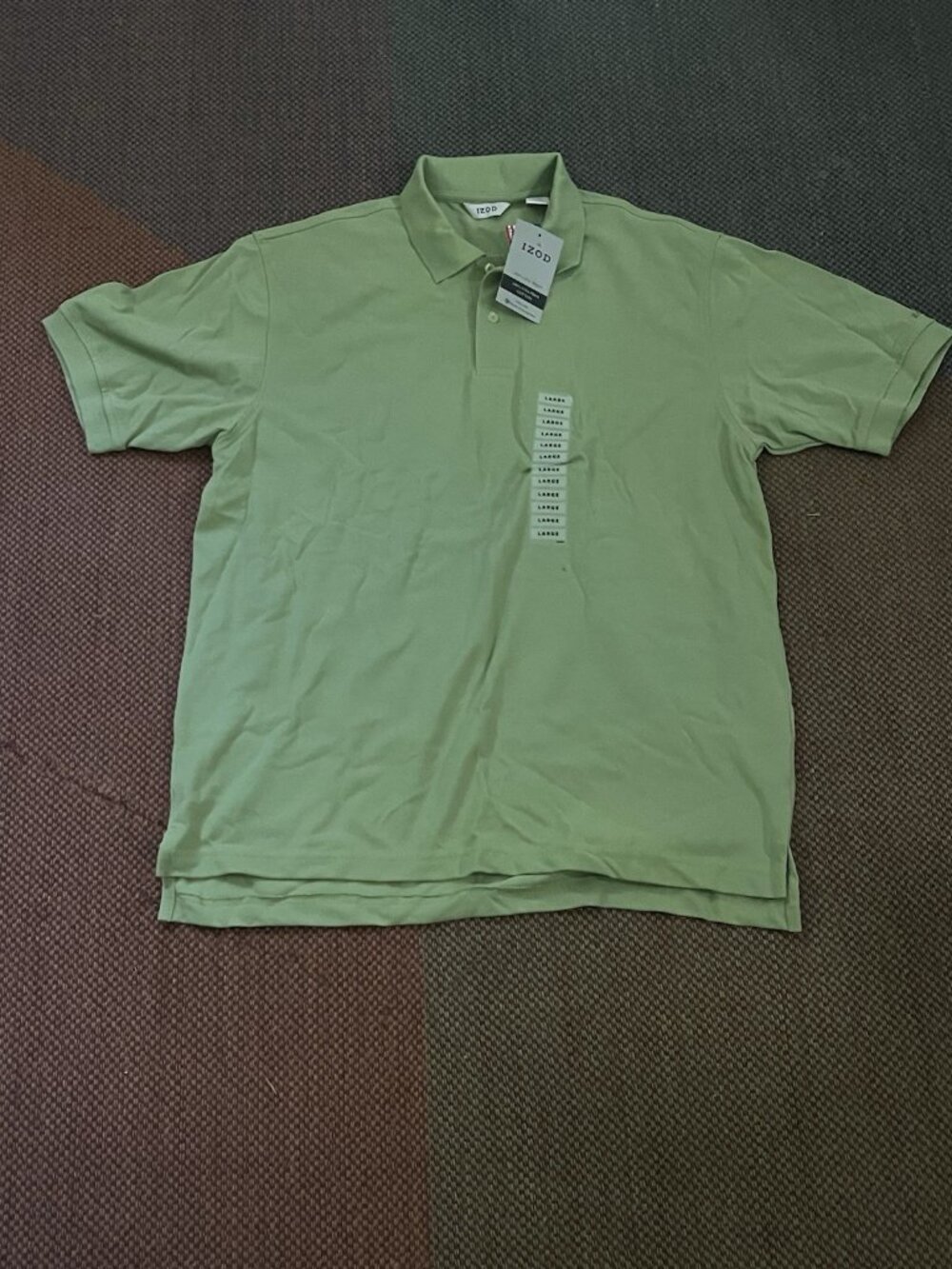 NWT! IZOD Polo Shirt Mens L Green Solid 100% Pima Cotton 40’s 2 Ply Knit